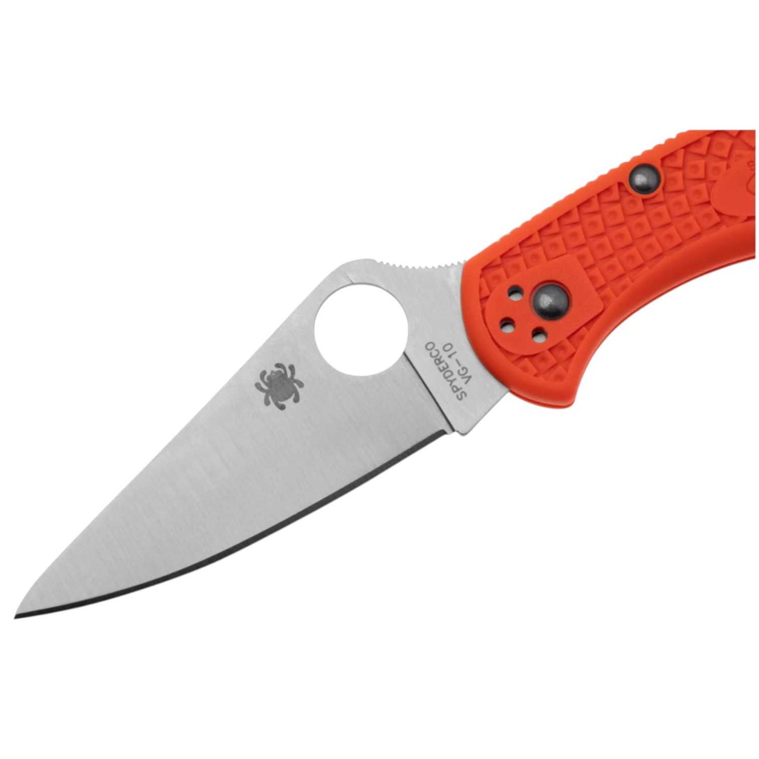 Spyderco Delica 4 C11FPOR, VG10-Messer mit flacher Klinge und orangefarbenem FRN-Griff