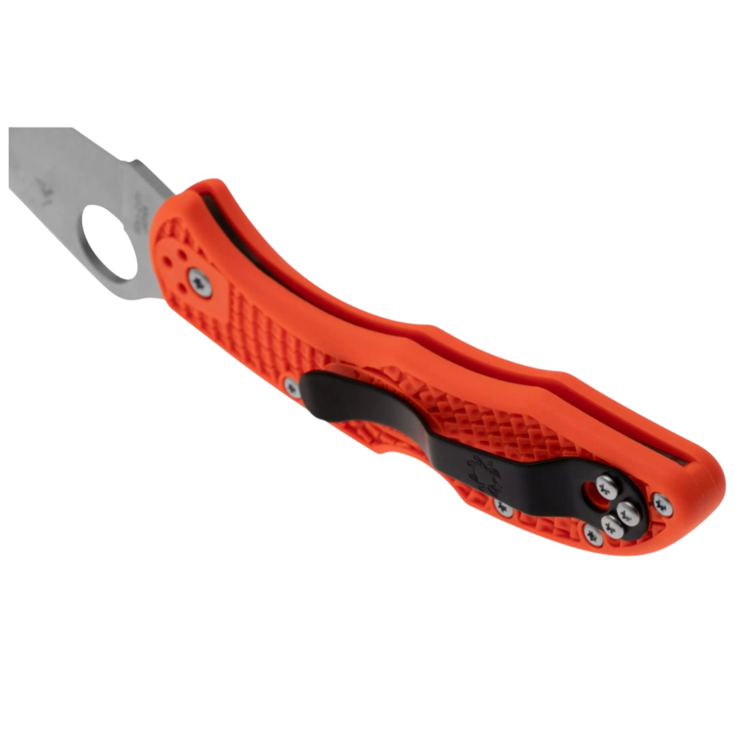 Spyderco Delica 4 C11FPOR, VG10-Messer mit flacher Klinge und orangefarbenem FRN-Griff