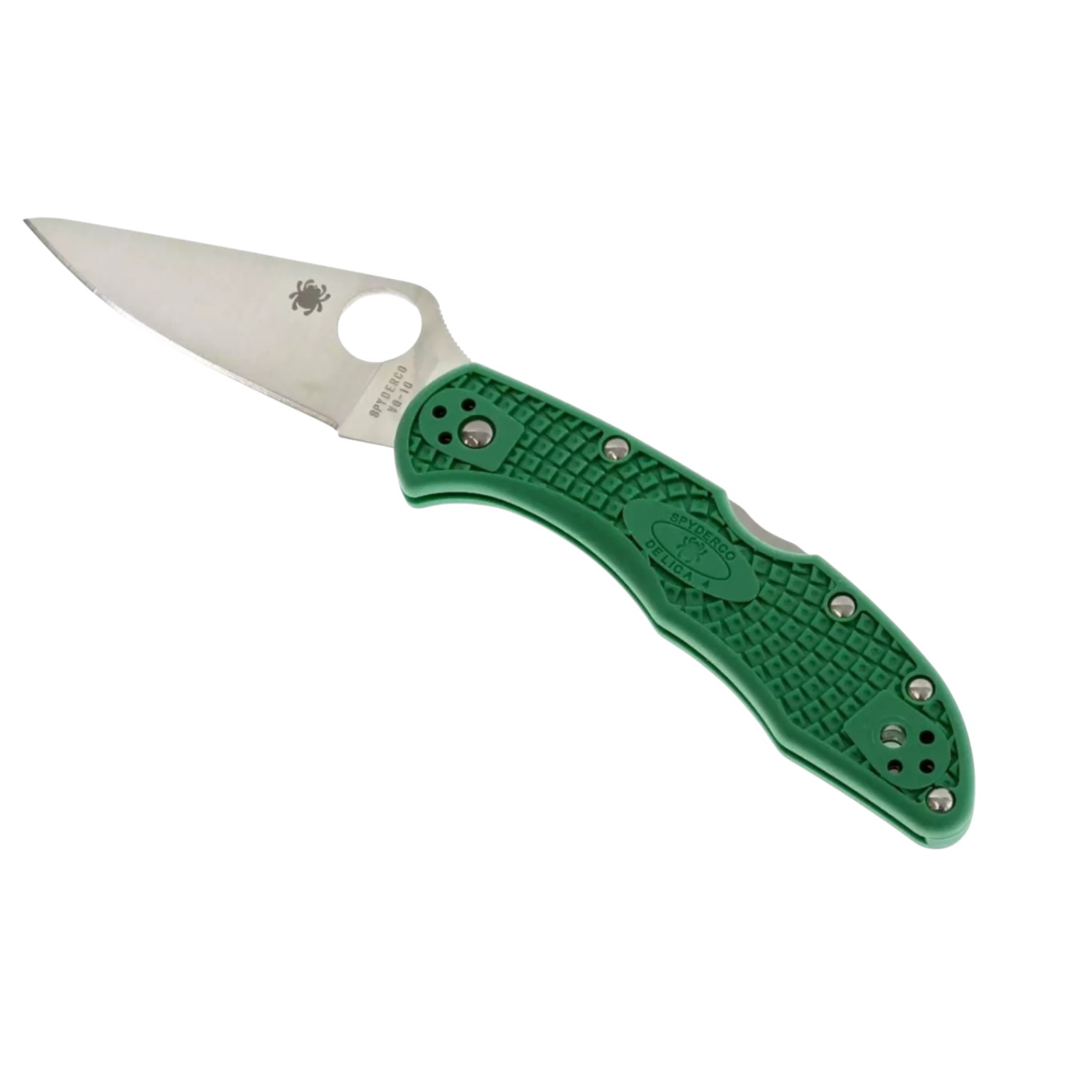 Spyderco Delica 4 C11FPGR, navaja VG10 filo plano con mango de FRN verde