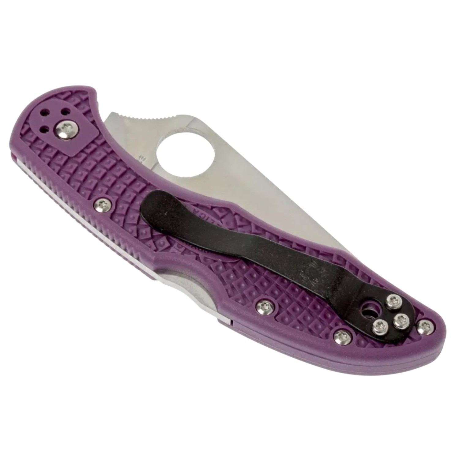 Spyderco Delica 4 C11FPPR, navaja VG10 filo plano con mango de FRN morado
