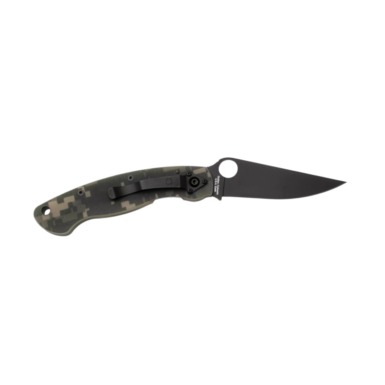 Spyderco Military PE C36GPCMOBK navaja táctica con mango de G-10 camo y hoja negra con filo plano