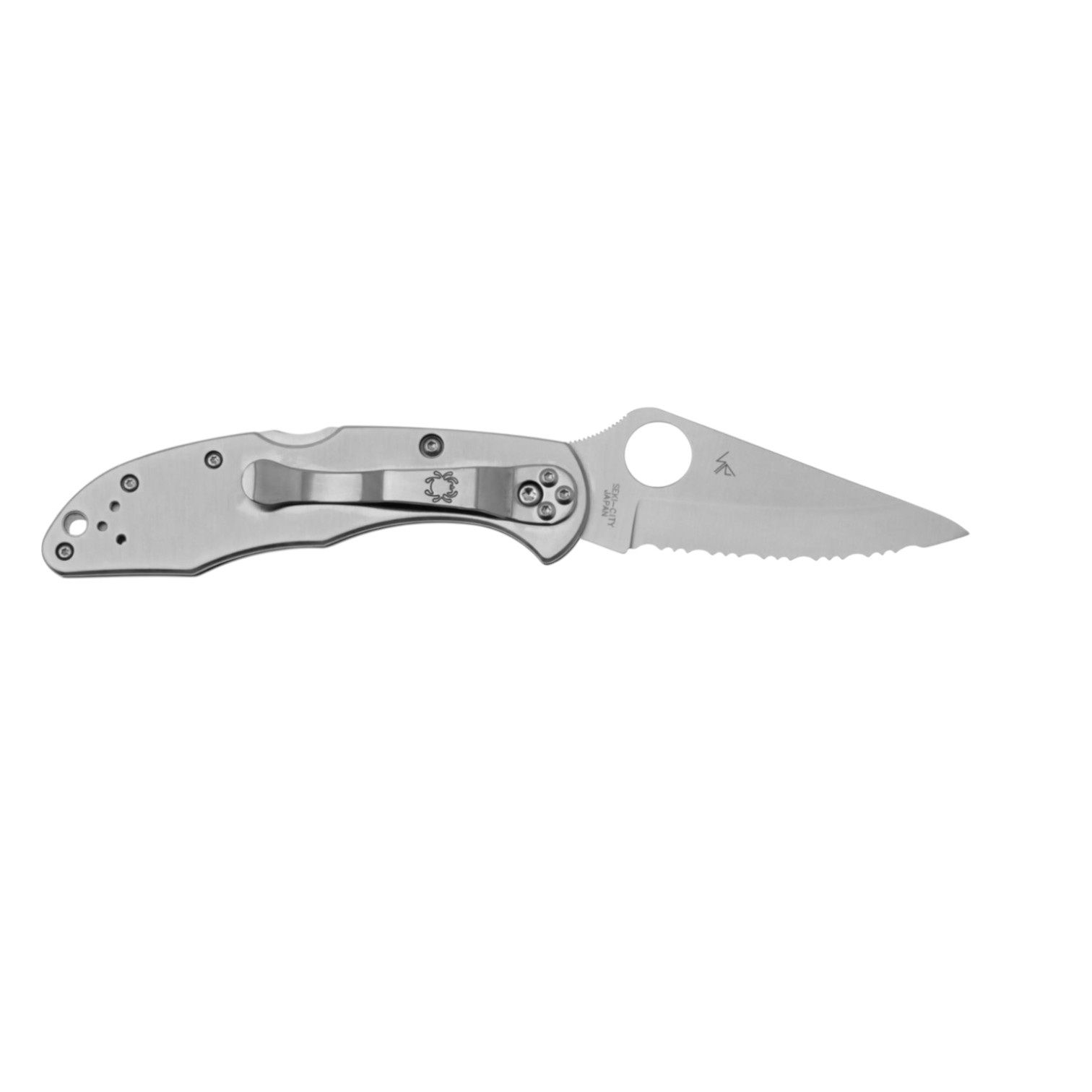 Spyderco Delica 4 C11S lockback knife with stainless steel handle and serrated edge