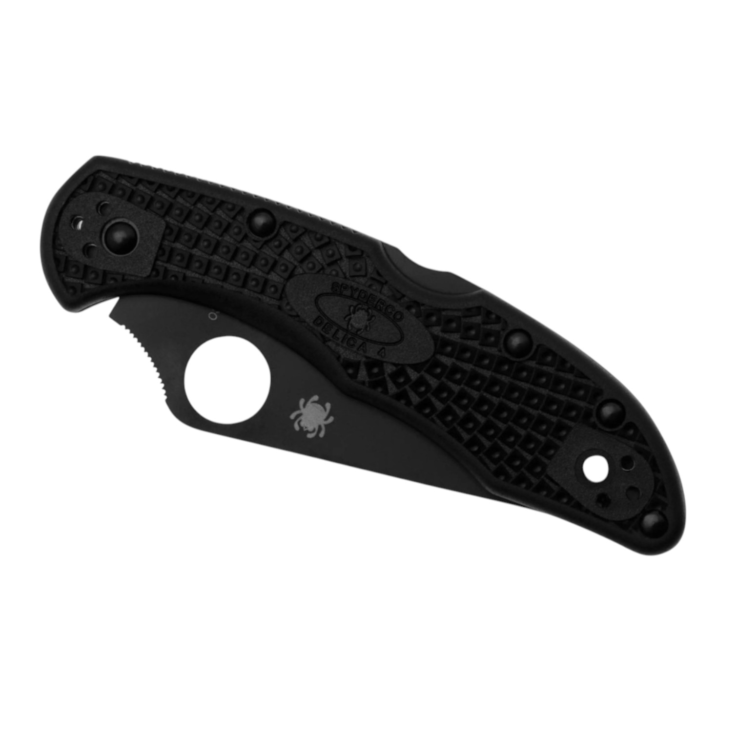 Spyderco Delica 4 C11PSBBK Lockback-Messer mit schwarzem FRN-Griff und schwarzer Klinge mit halbgezahnter Schneide