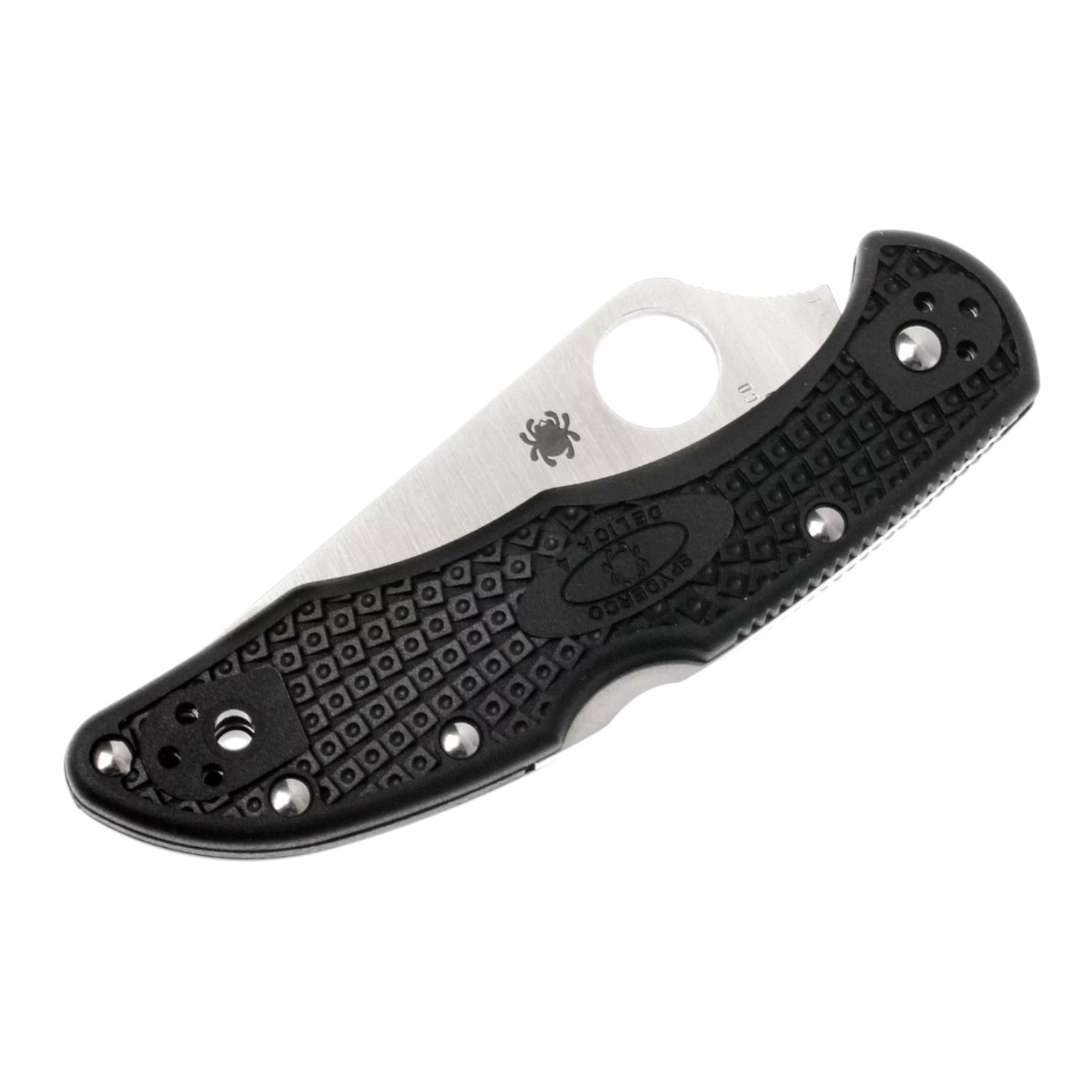 Coltello Spyderco Delica 4 C11PBK con chiusura a scatto, impugnatura in FRN nera e lama nera liscia