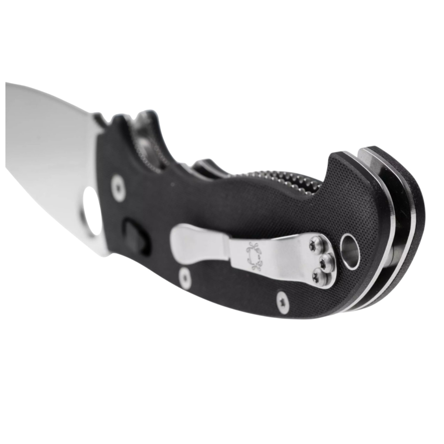 Canivete Spyderco Manix 2 XL C95GP2 com cabo em G10 preto e lâmina de 9 cm em aço CPM S30V com fio reto.