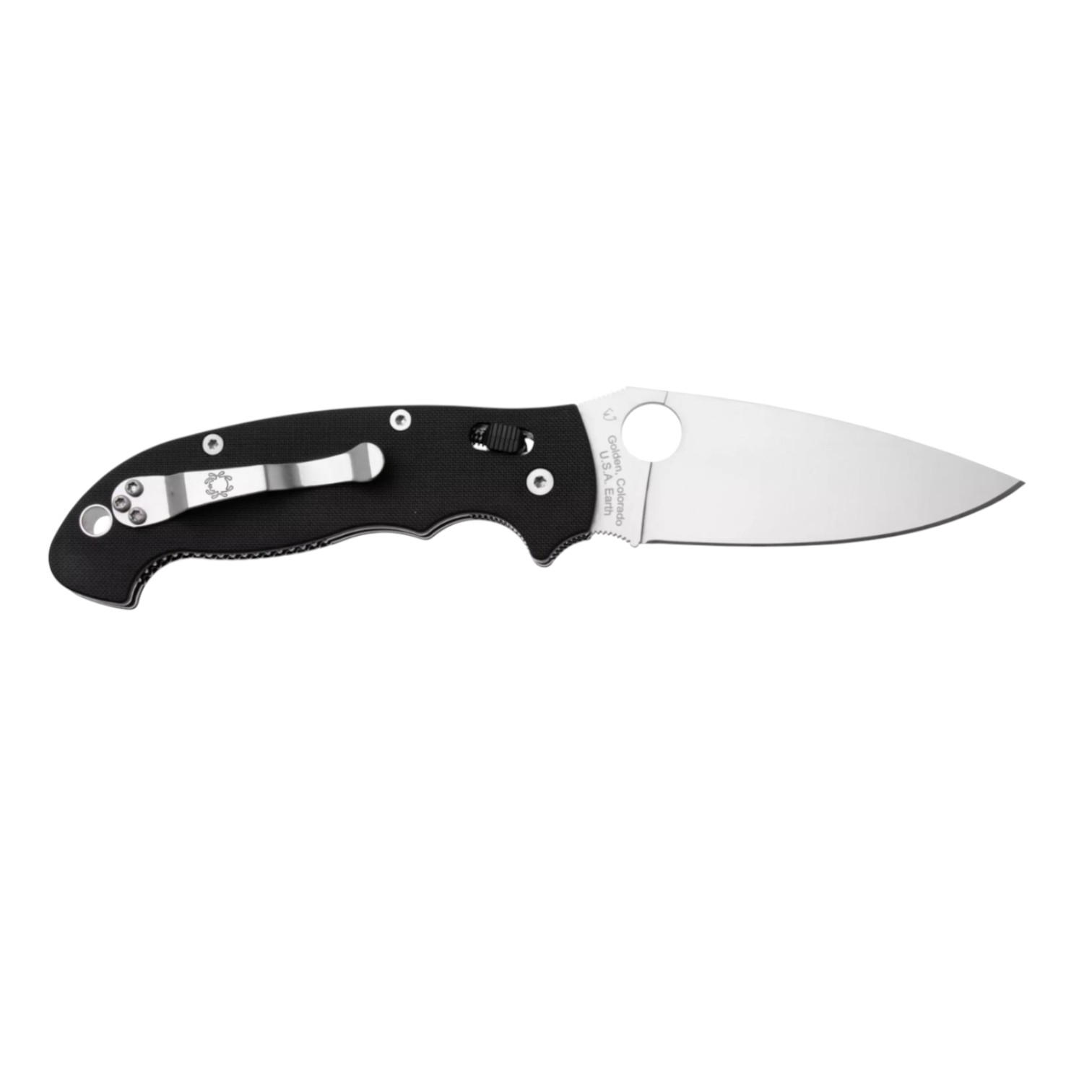 Canivete Spyderco Manix 2 XL C95GP2 com cabo em G10 preto e lâmina de 9 cm em aço CPM S30V com fio reto.