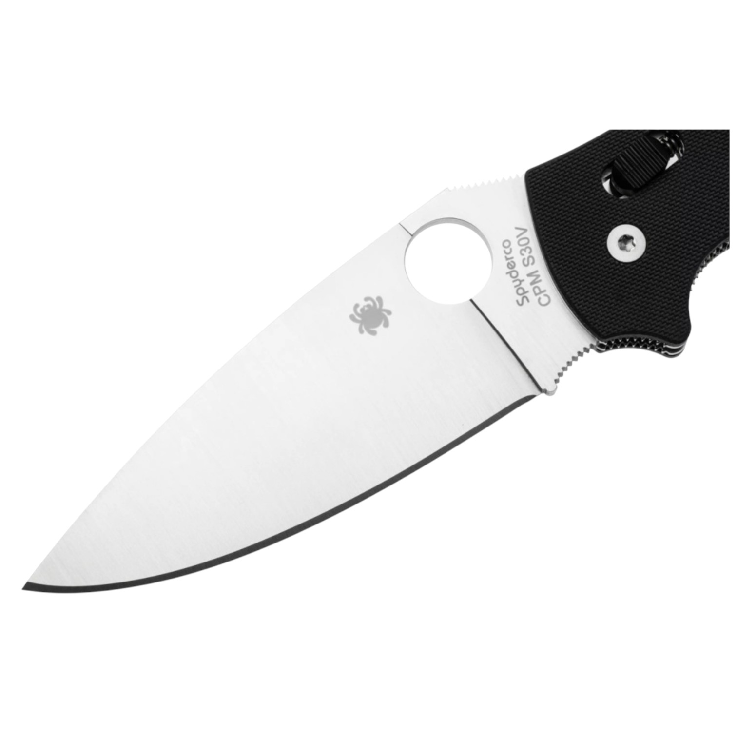 Canivete Spyderco Manix 2 XL C95GP2 com cabo em G10 preto e lâmina de 9 cm em aço CPM S30V com fio reto.