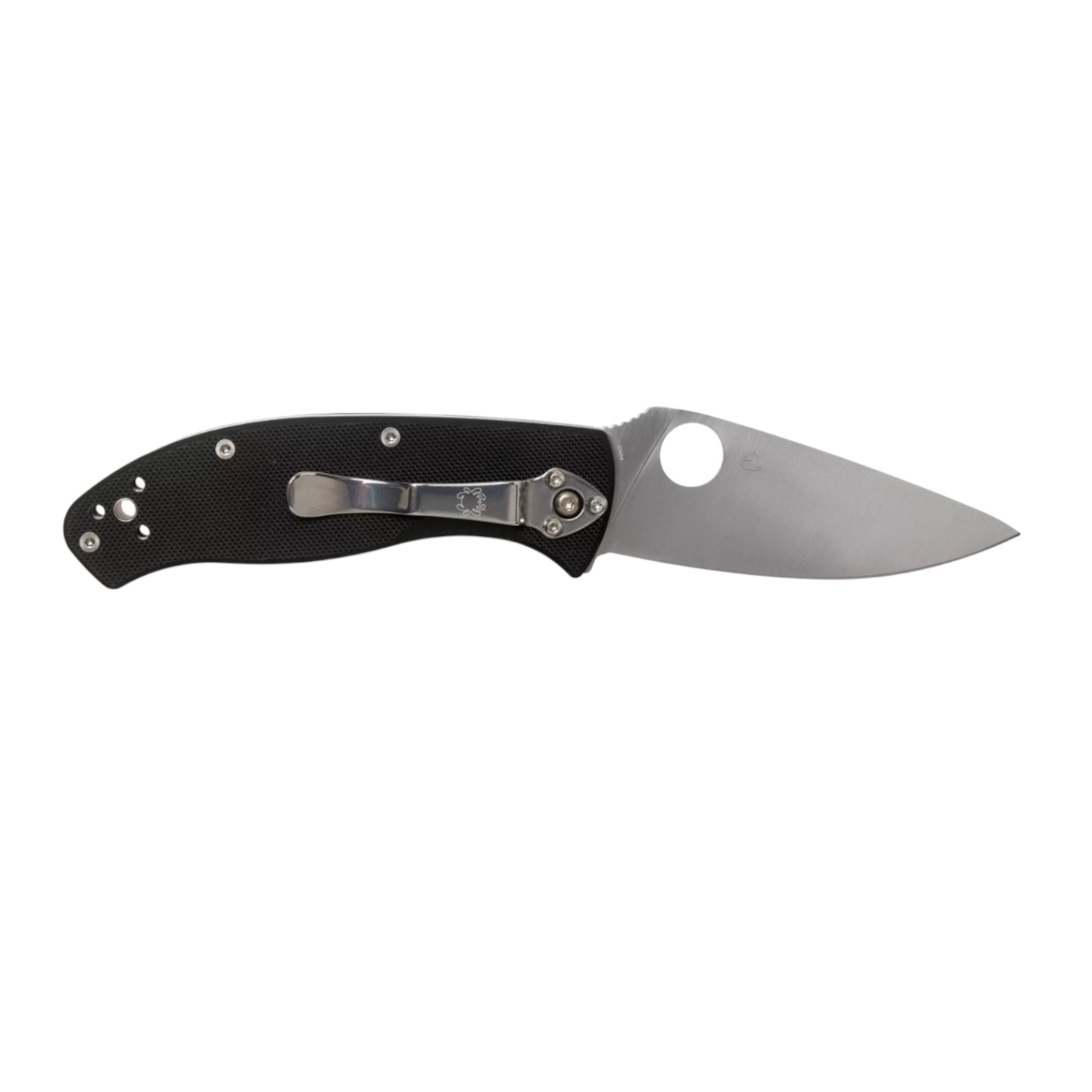 Couteau Spyderco Tenacious C122GP à lame plate, manche en G10 noir et clip multiposition