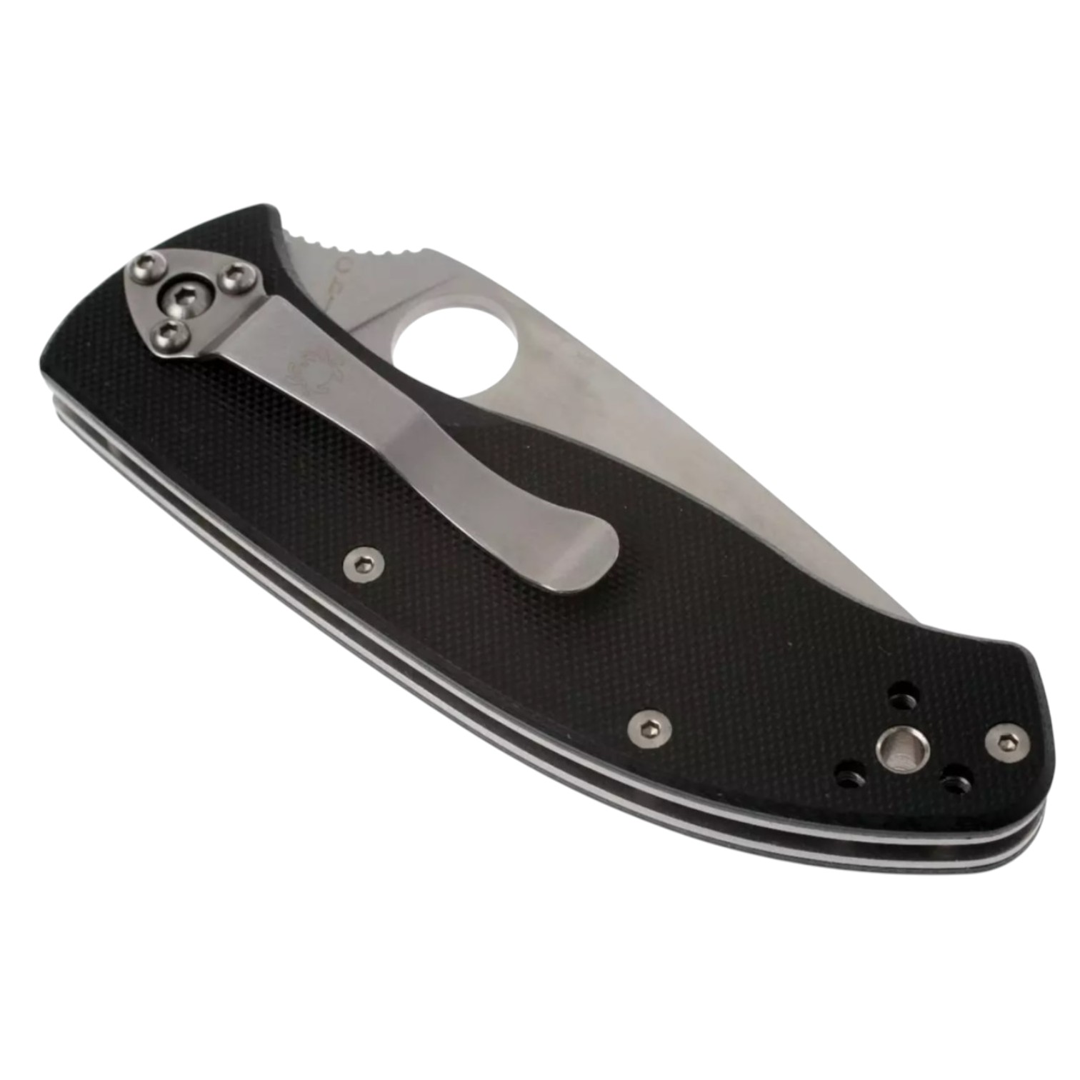 Spyderco Tenacious C122GPS navaja con hoja mitad dentada y mango de G10 negro y clip multiposición