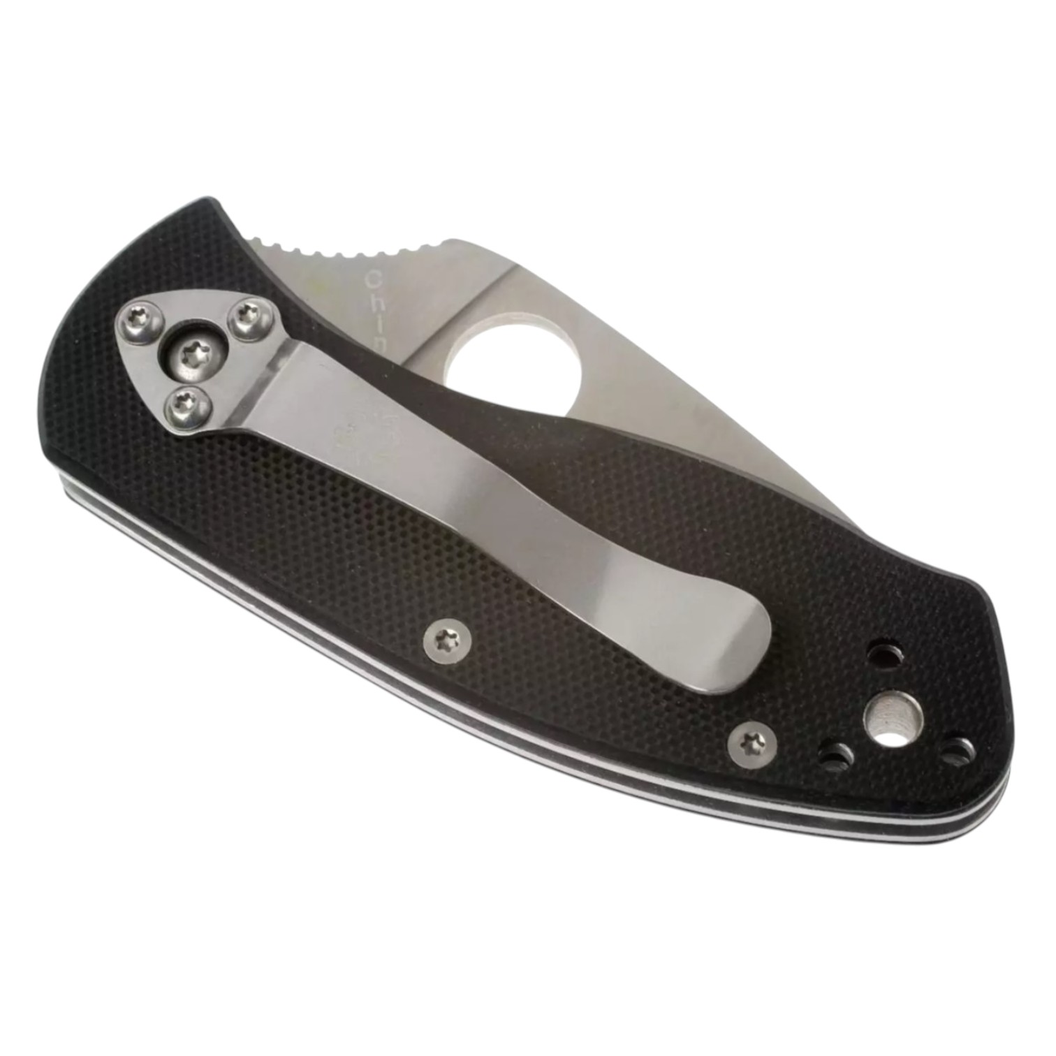 Spyderco Ambitious C148GP, navaja con filo plano con mango de G10 negro y clip