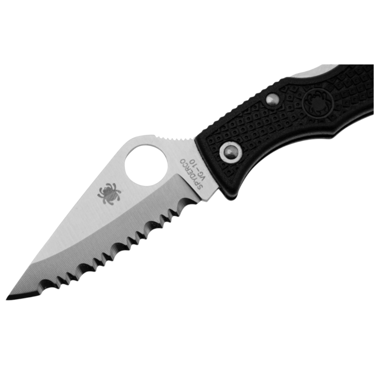 Spyderco Ladybug 3 LBKS3 Black FRN, VG10 Klappmesser mit Wellenschliff und schwarzem FRN-Griff