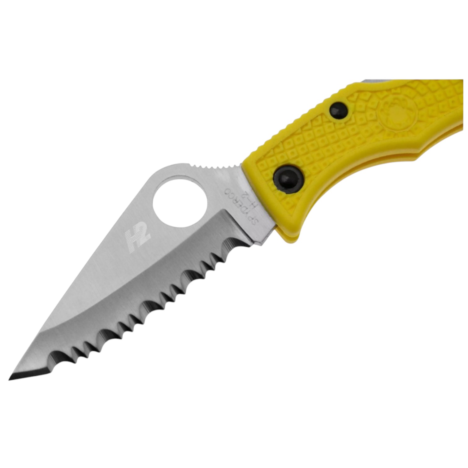 Canivete Spyderco Ladybug 3 Salt lightweight em aço LYLS3 com lâmina serrilhada em aço H1 e cabo em FRN amarelo.