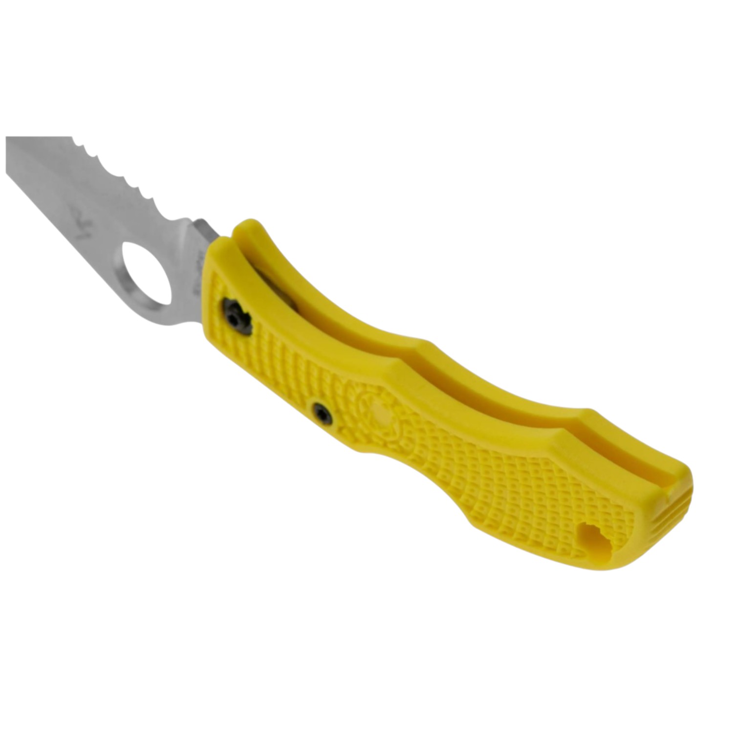 Canivete Spyderco Ladybug 3 Salt lightweight em aço LYLS3 com lâmina serrilhada em aço H1 e cabo em FRN amarelo.