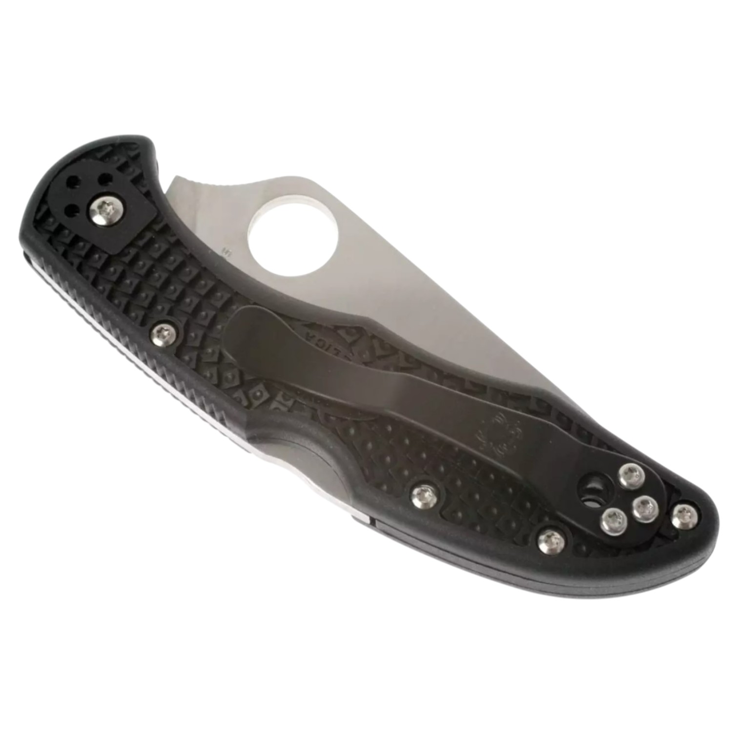 Canivete Spyderco Delica Lightweight 4 C11SBK com fecho traseiro, punho em FRN preto e lâmina SpyderEdge.