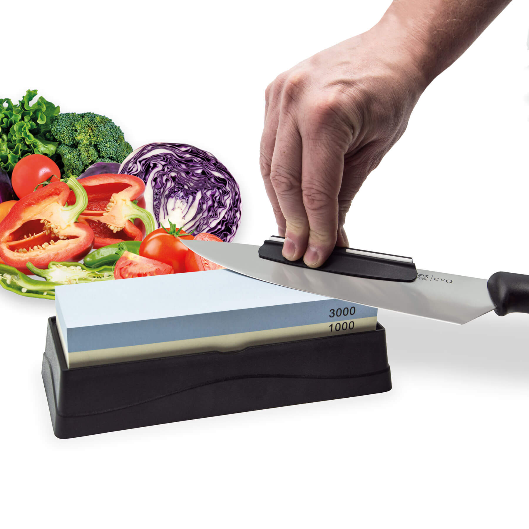 Schleifstein mit Körnung 1000/3000, zwei Führungen und Gleichrichter 3Claveles