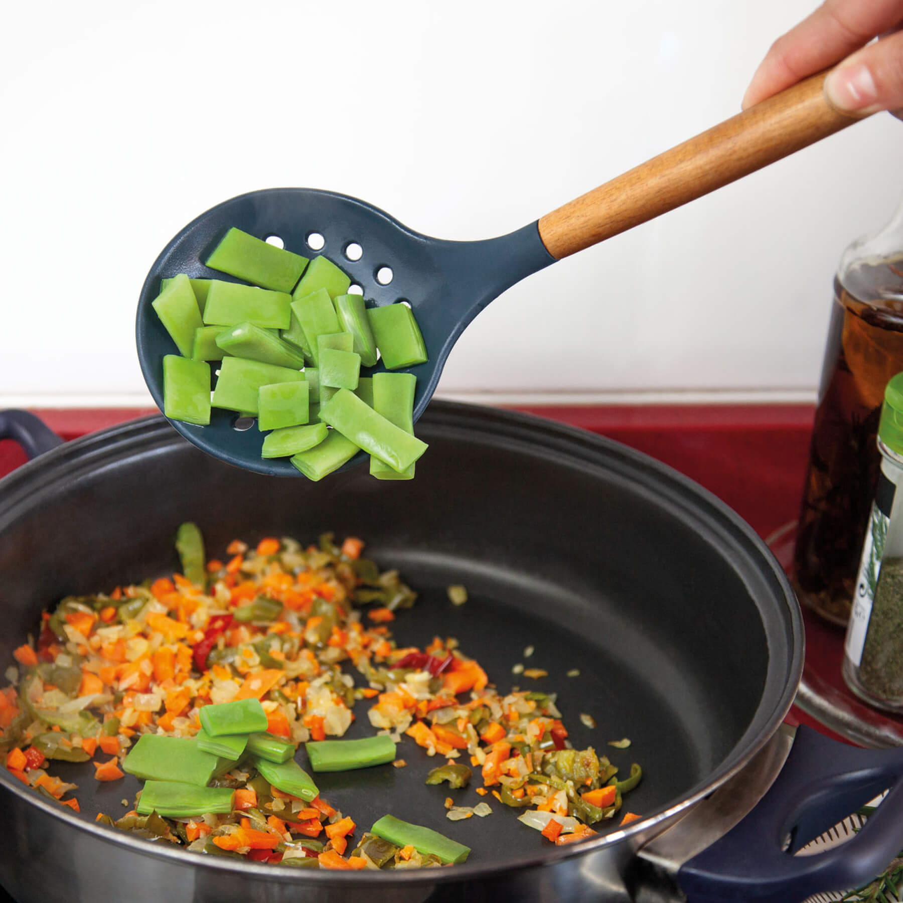 Écumoire en silicone et bois de hêtre, sans BPA, 3 Claveles