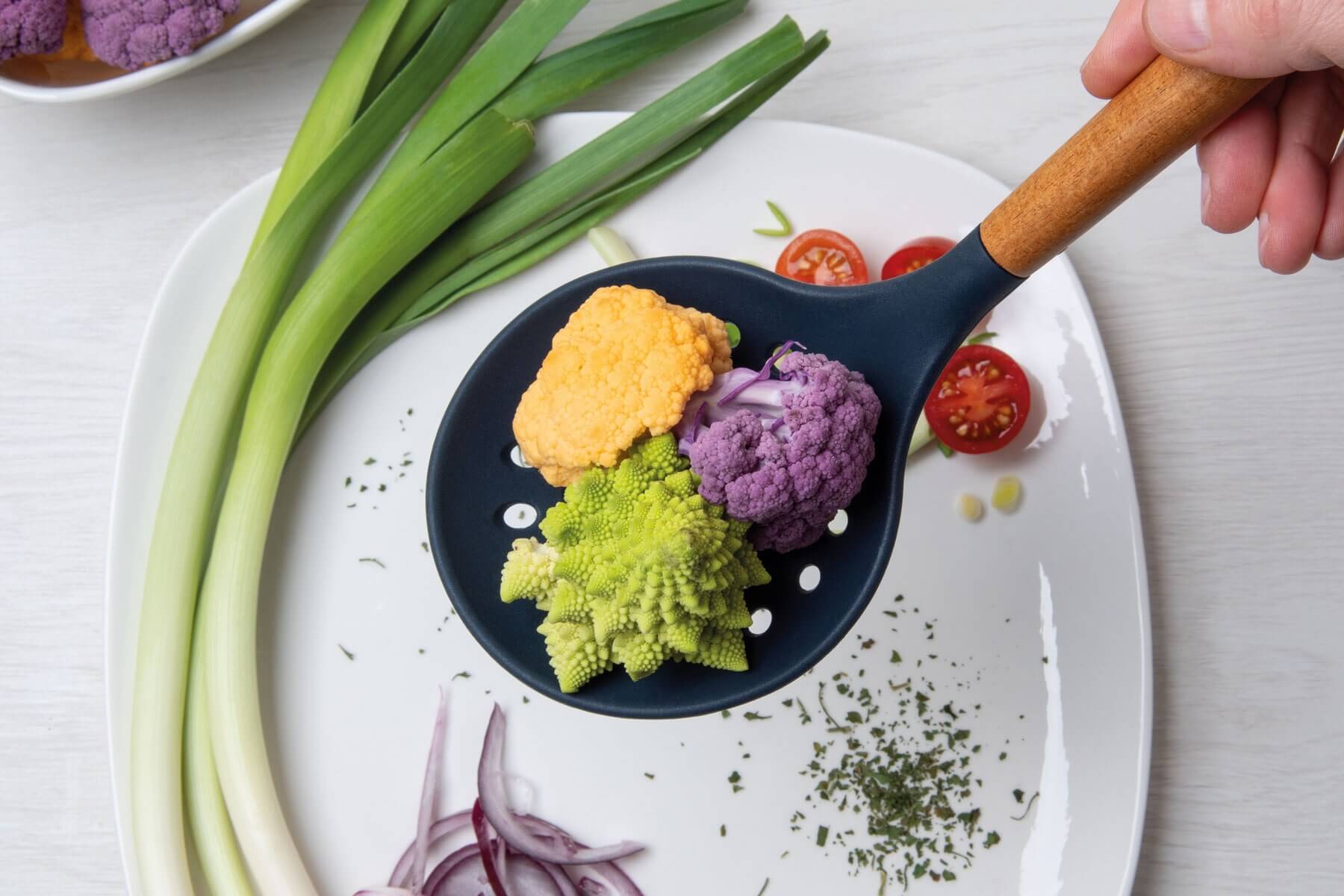 Écumoire en silicone et bois de hêtre, sans BPA, 3 Claveles