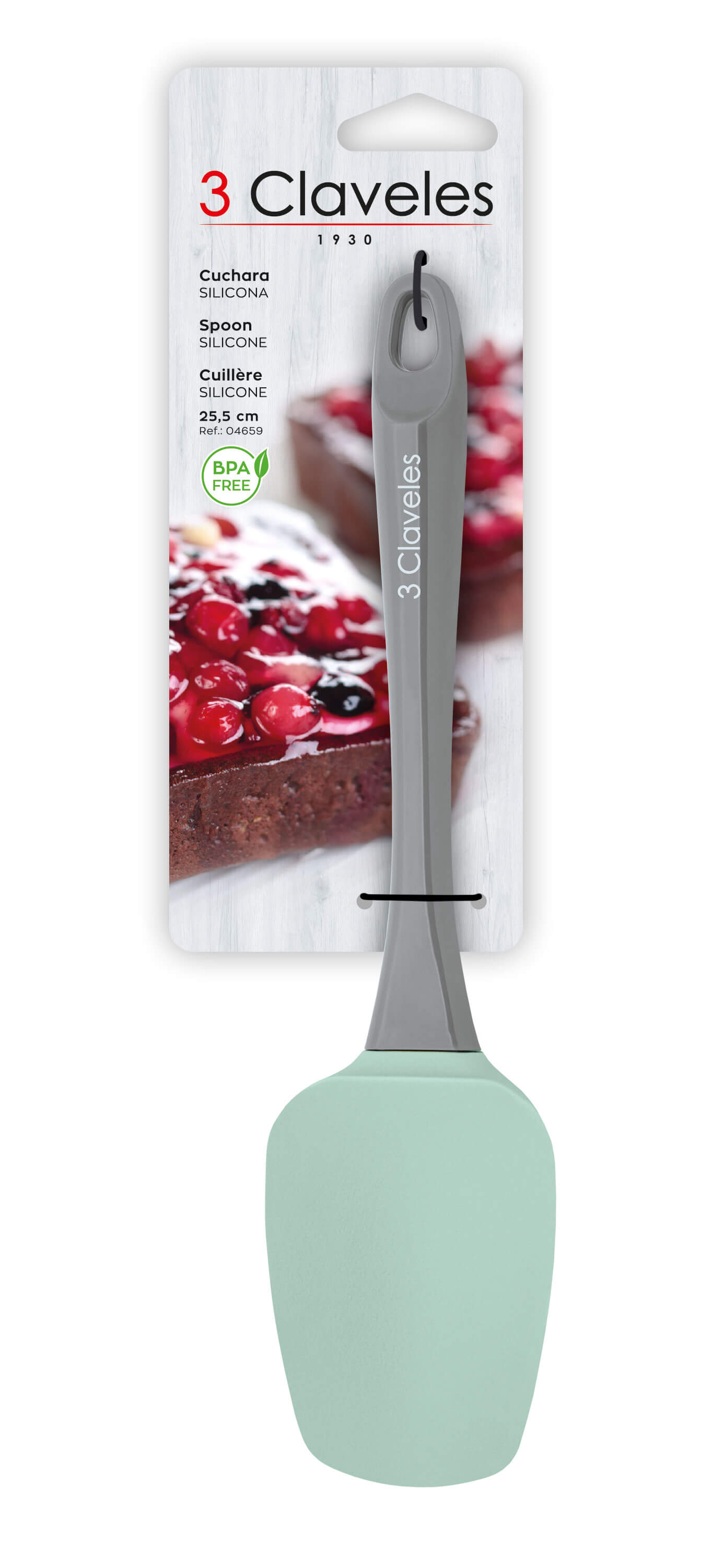 3Claveles Silicone Kitchen Spoon with BPA-Free Polystyrene Handle