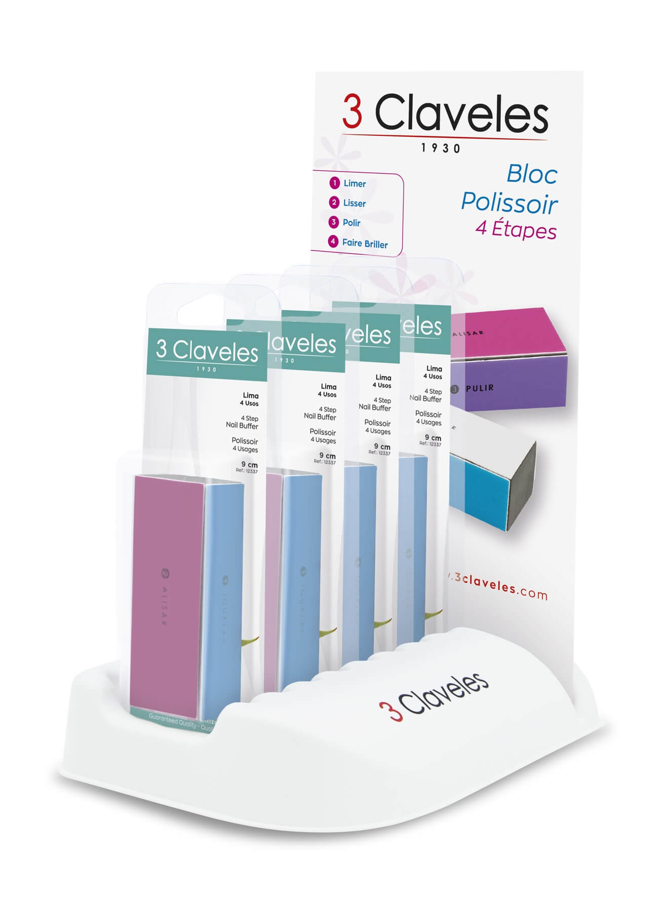 Espositore da 12 lime per manicure, 4 usi, marca 3 Claveles, in b...