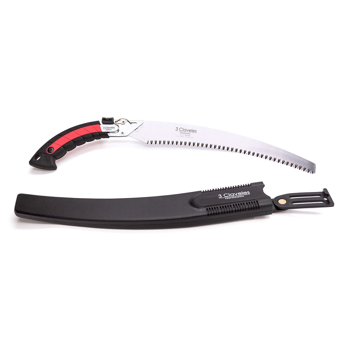 Serrucho con hoja curva intercambiable 3Claveles con una medida de 30 cm con funda