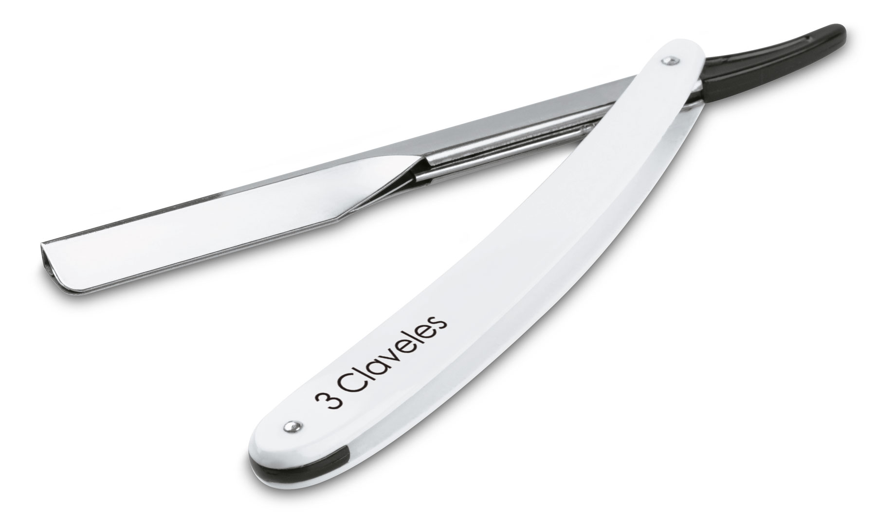 Rasoir de barbier à lame interchangeable, 3 lames, manche blanc