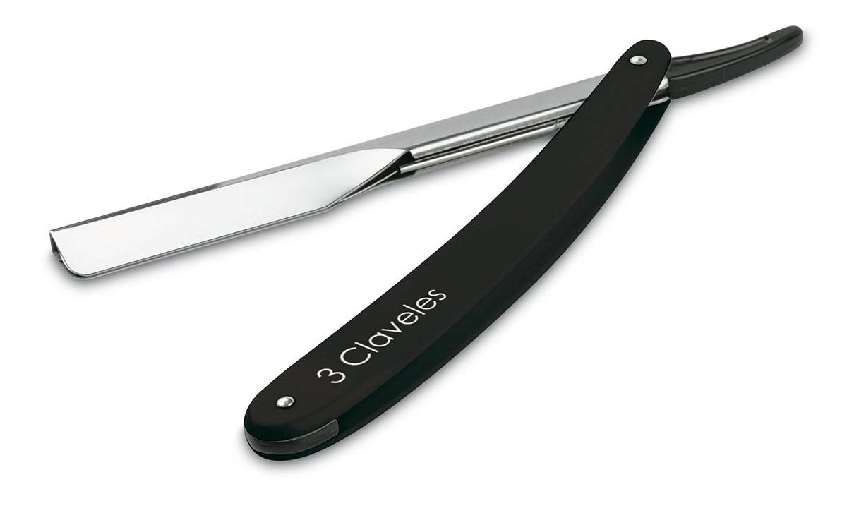 Navaja de peluquero con hoja intercambiable y mango negro 3Claveles