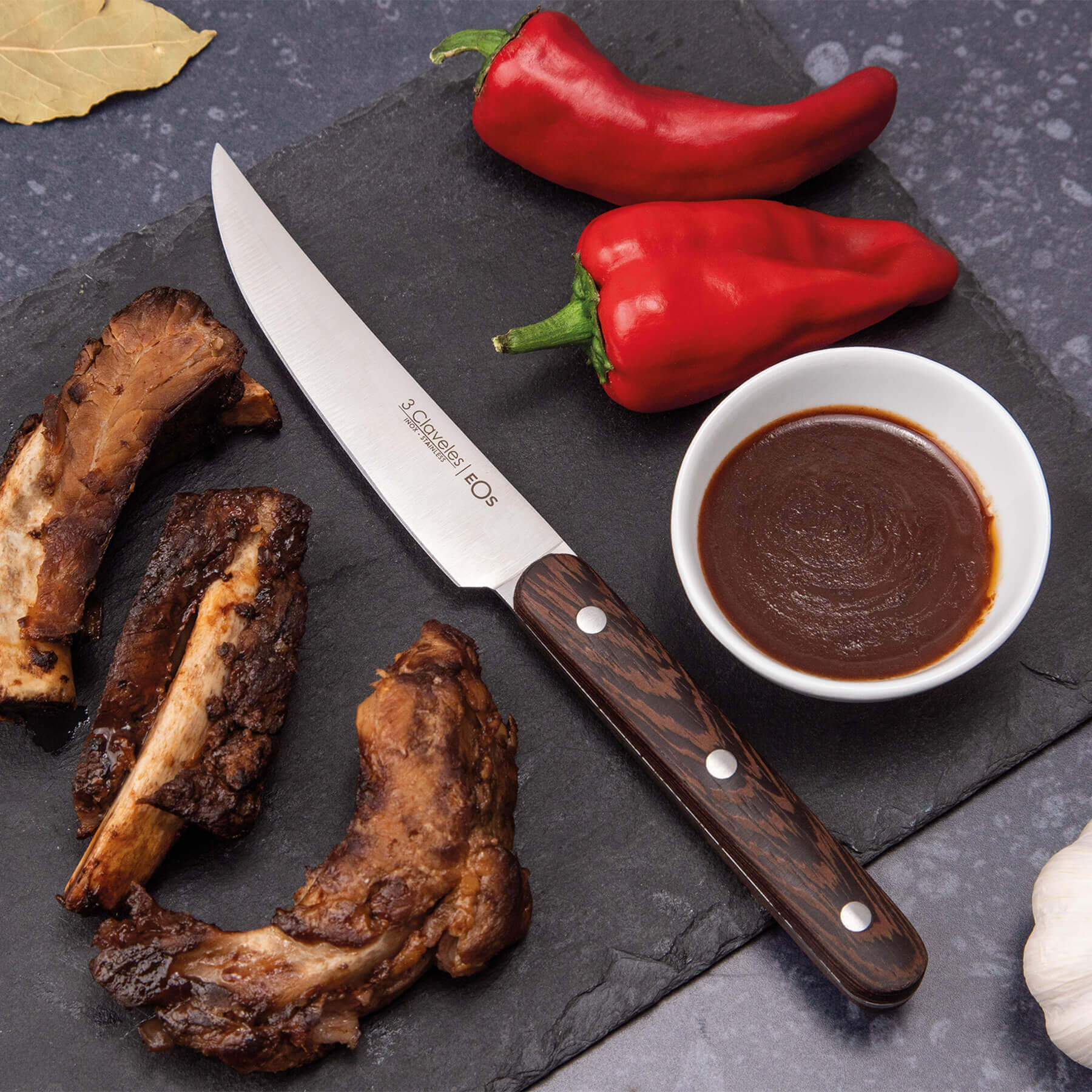 Coffret de 4 couteaux à steak EOS 3 Claveles avec manche en bois wengé