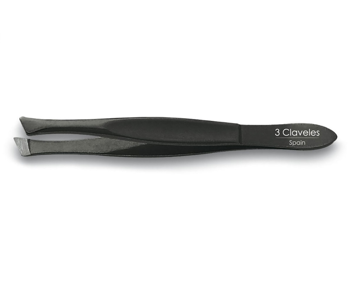 Pinza de depilar sesgada negra 8 cm 3 Claveles