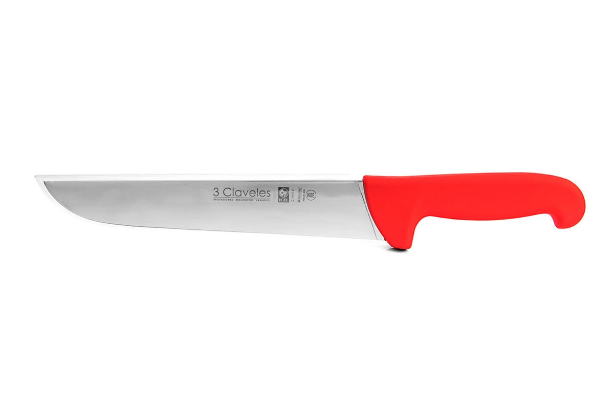 Coltello da macellaio 3 Claveles con lama da 24 cm e manico in proflex rosso