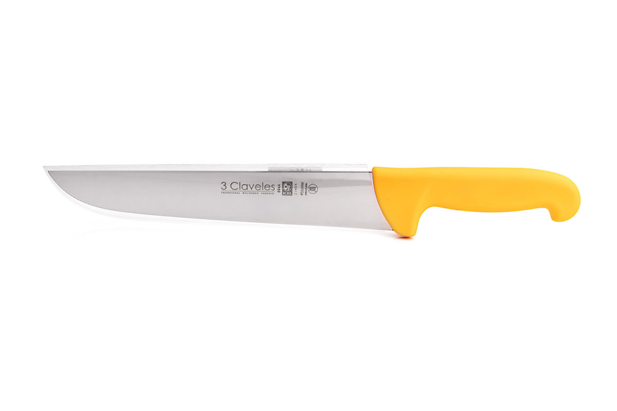 Couteau de boucher avec lame de 26 cm et manche Proflex jaune 3 Claveles