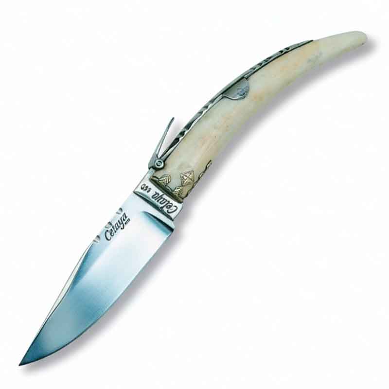 Navaja clásica artesana con mango de punta de asta de ciervo puli...