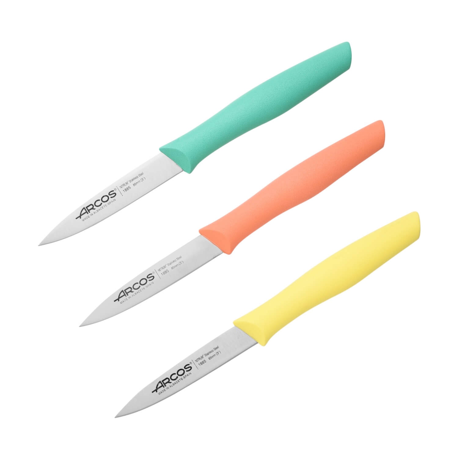 Set de 3 cuchillos mondadores de colores 85 mm Arcos Nova