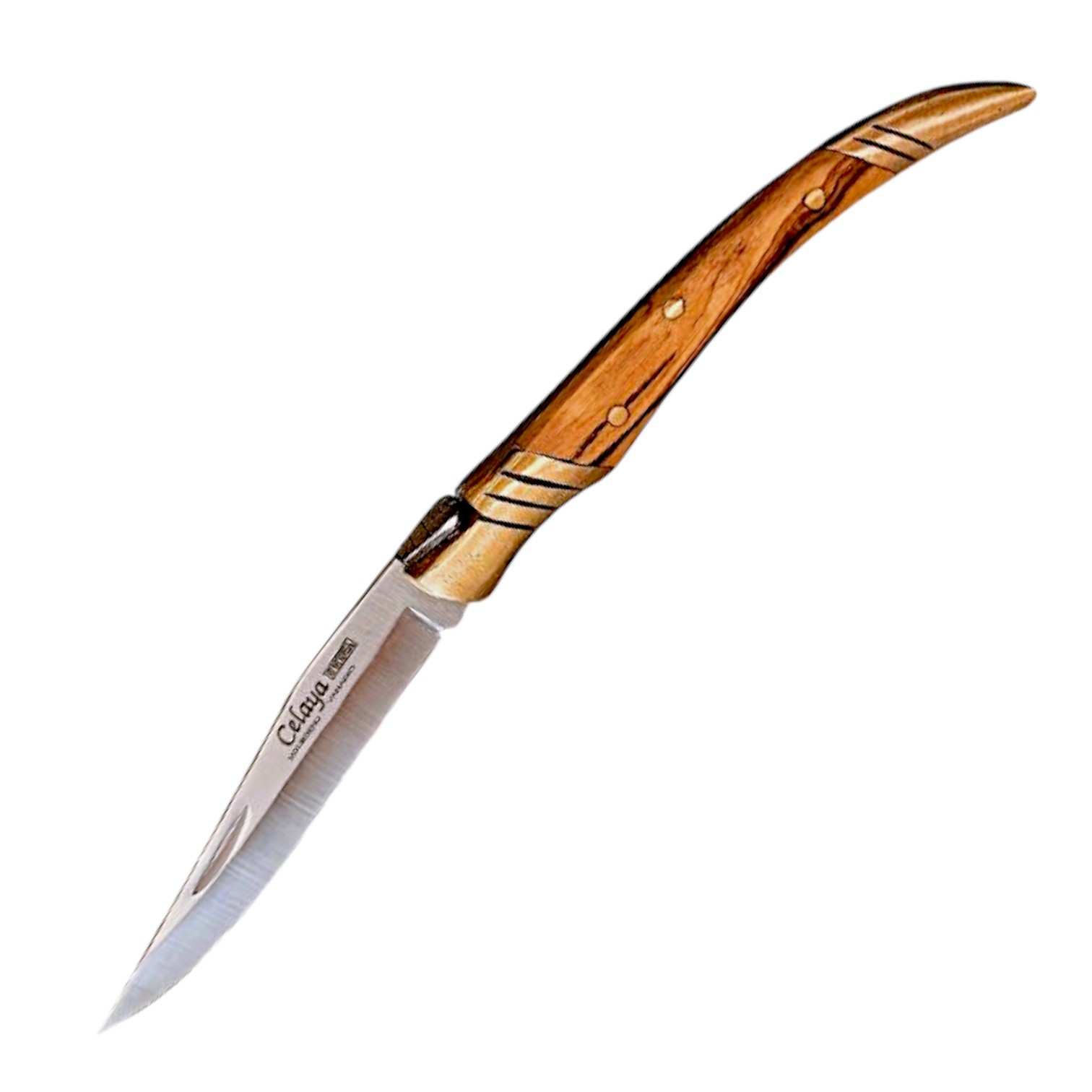 Handcrafted stiletto knife with olive wood handle and 8 cm blade