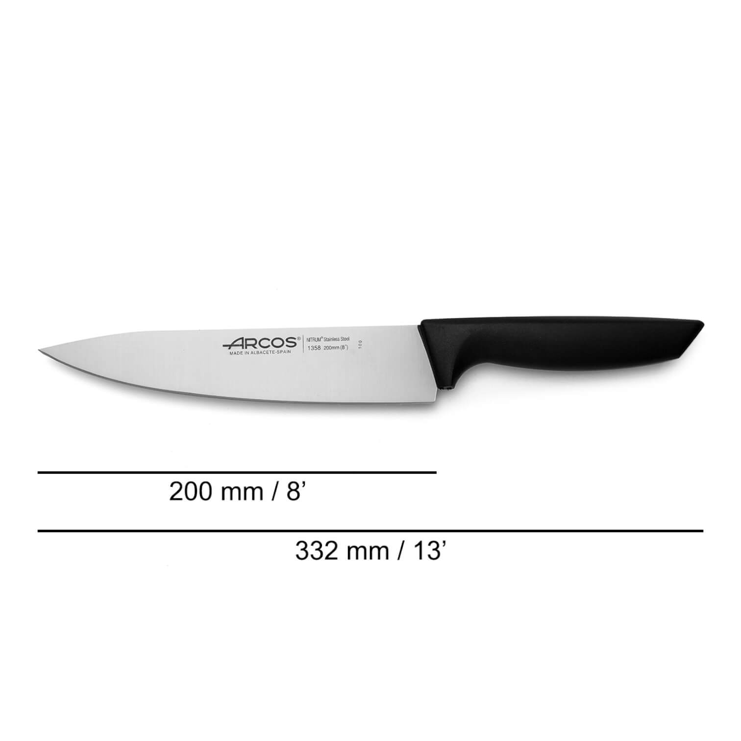 Arcos Niza series chef's knife with black polypropylene handle 200 mm