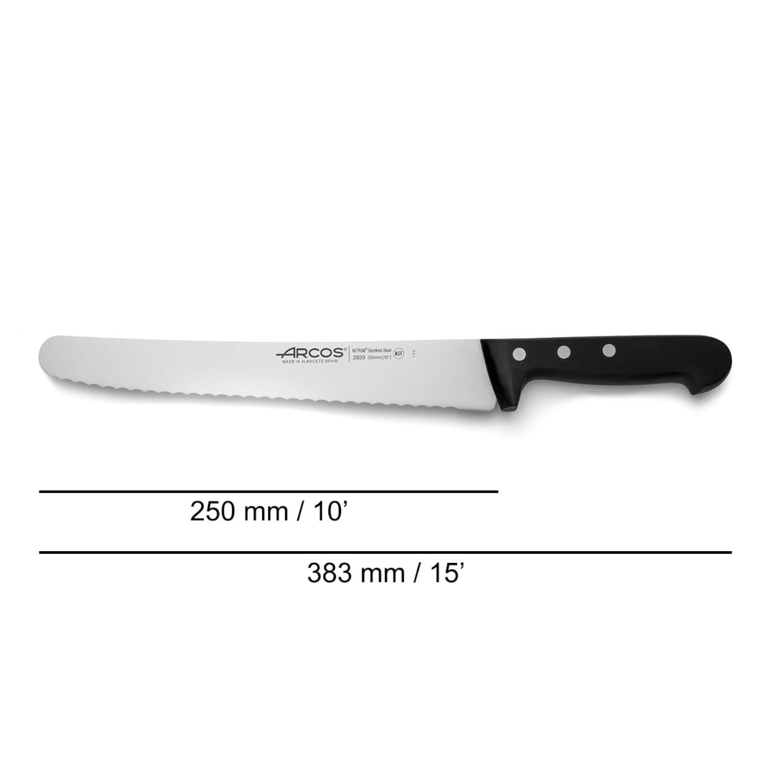 Cuchillo pastelero Arcos serie Universal con mango de polioximetileno negro 250 mm  283904