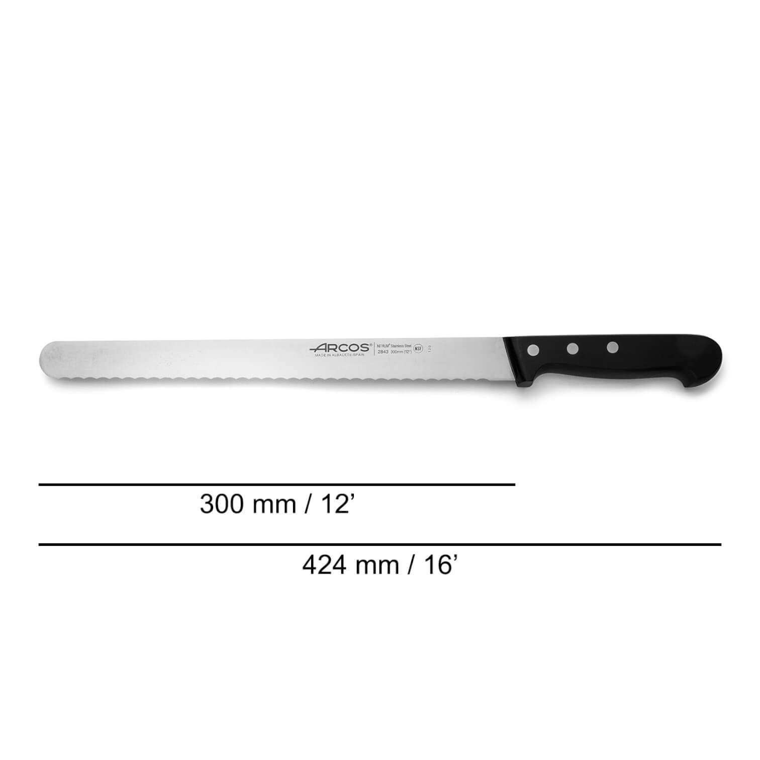 Cuchillo pastelero Arcos serie Universal con mango de polioximetileno negro 250 mm