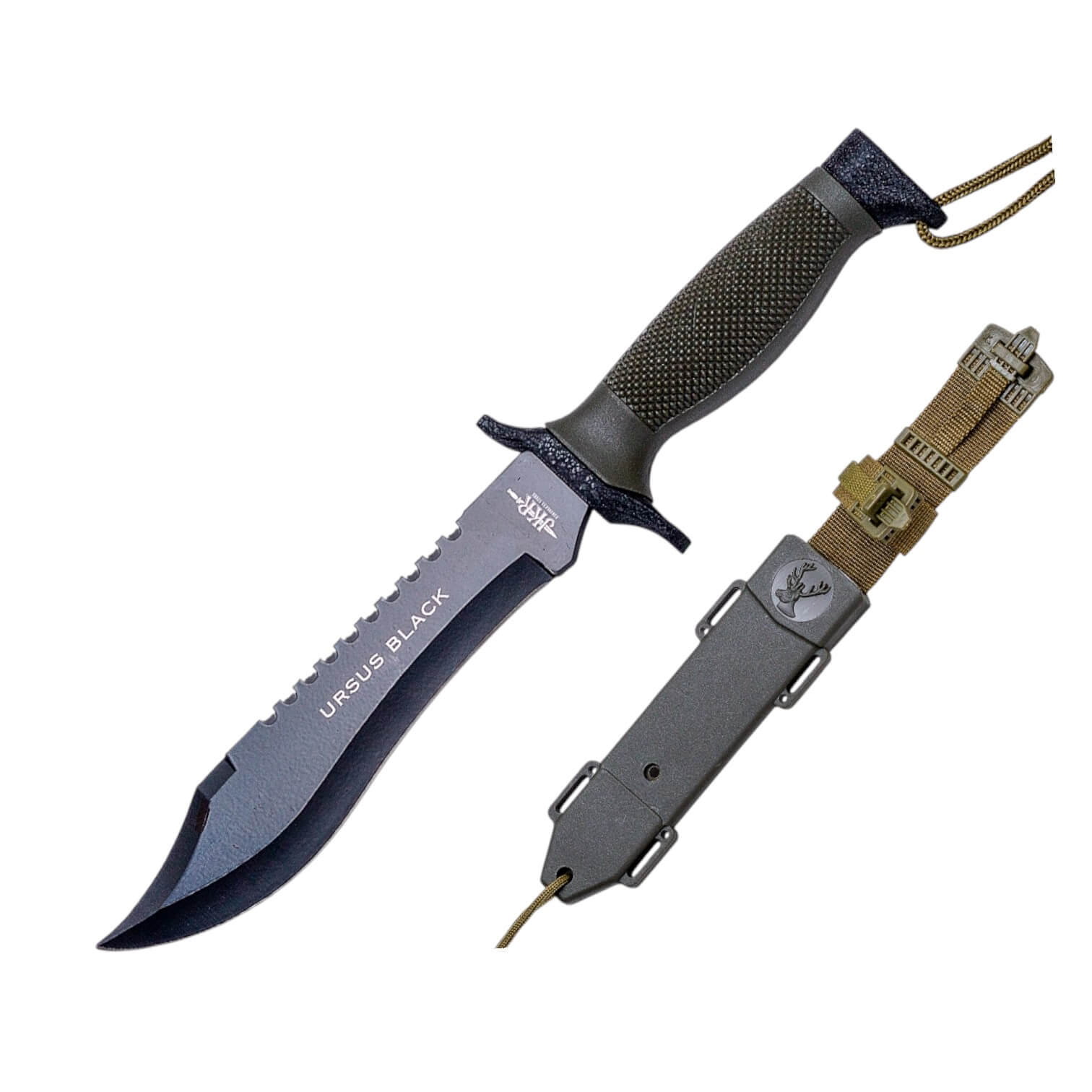 Cuchillo de combate ursus black con mango de ABS verde y hoja de ...
