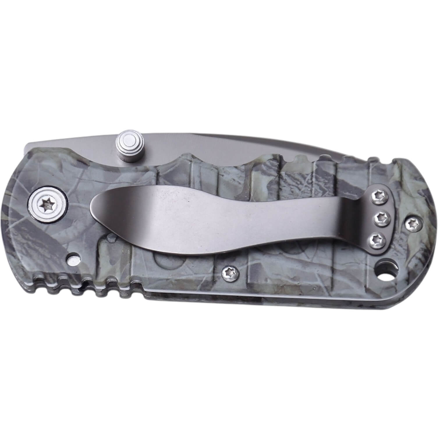 Navaja con puño de aluminio camuflaje con hoja de 6.5 cm con linerlock