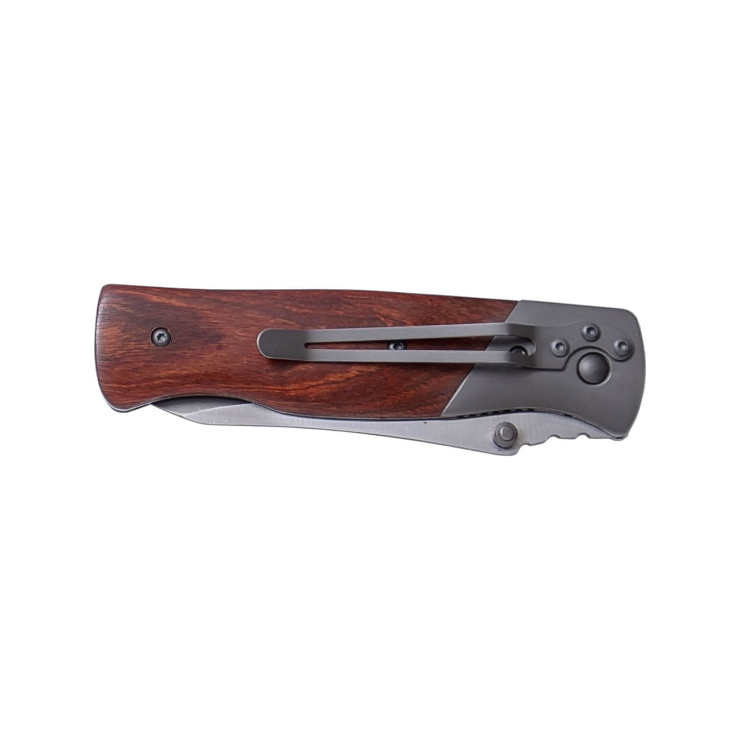 Coltello pieghevole con manico in legno, ghiera e lama rivestita in titanio da 8,5 cm con blocco liner JKR