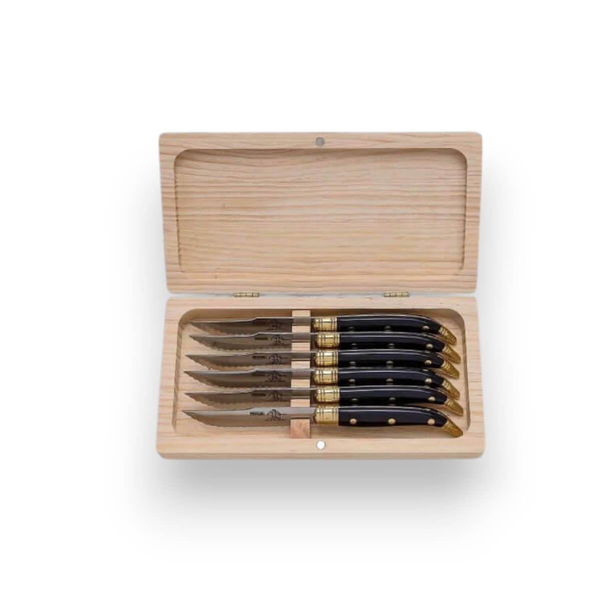 Juego de 6 cuchillos de mesa con mango de phenol kraft negro en e...