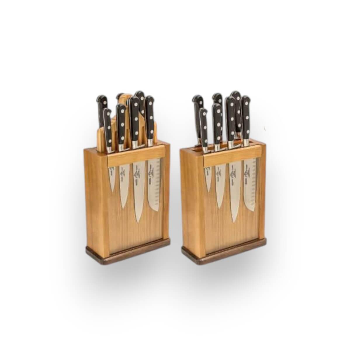 Conjunto de 8 pinos magnéticos em madeira de pinho com cabo em kraft fenólico preto, série French Forged