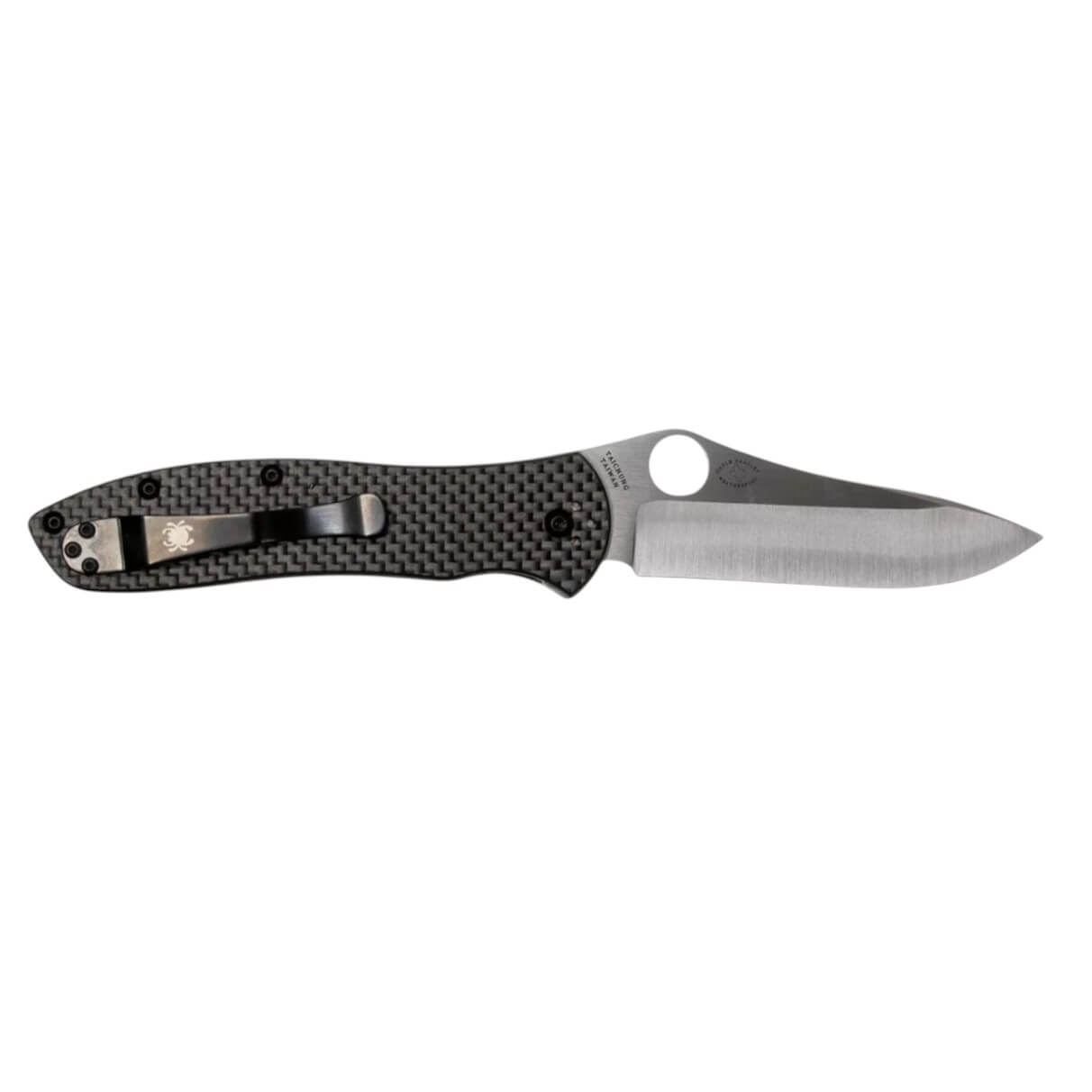 Navaja táctica Spyderco Bradley Folder con mango de fibra de carbono negro y hoja CPM M4 con filo plano C134CFP
