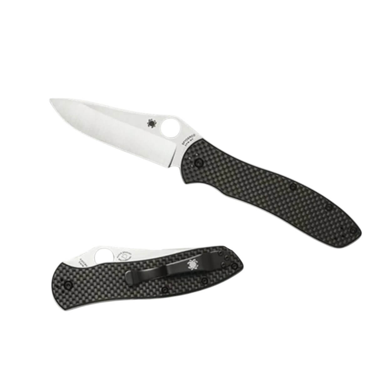 Navaja táctica Spyderco Bradley Folder con mango de fibra de carbono negro y hoja CPM M4 con filo plano C134CFP