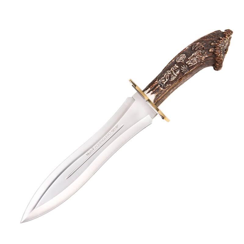 Cuchillo de caza Muela Podenquero GV con mango de asta de ciervo ...