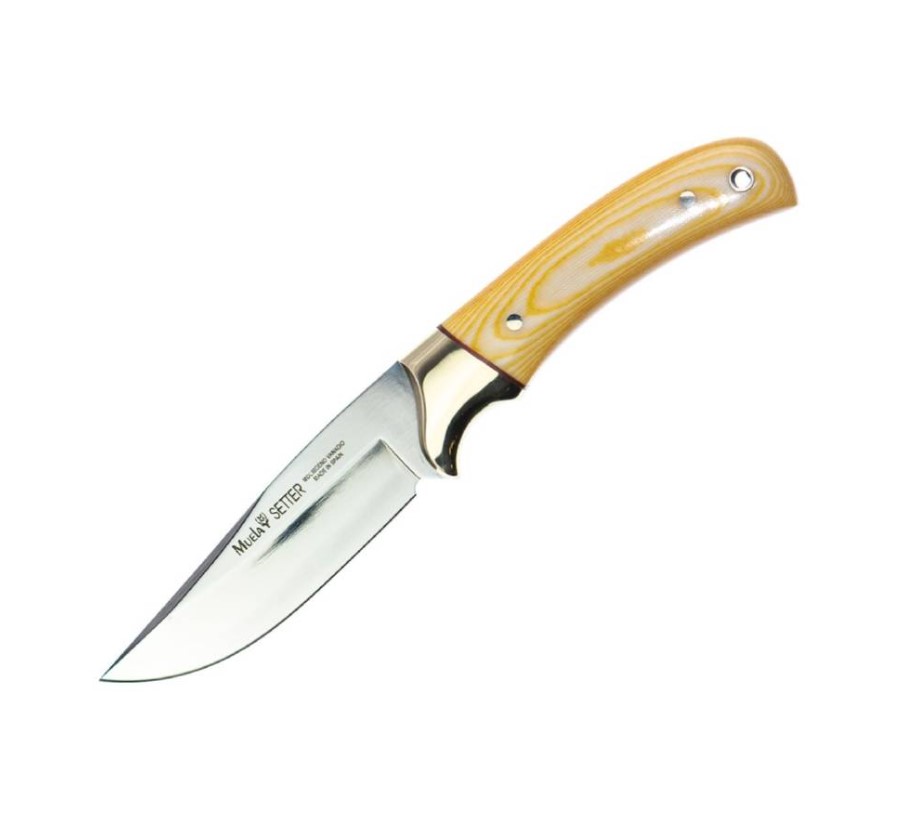 Cuchillo de caza Muela Setter-11B con mango de micarta blanca y h...