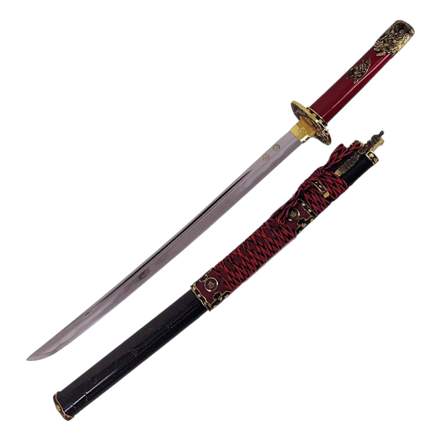 Wakizashi Shimazu with red scabbard and red wooden handle