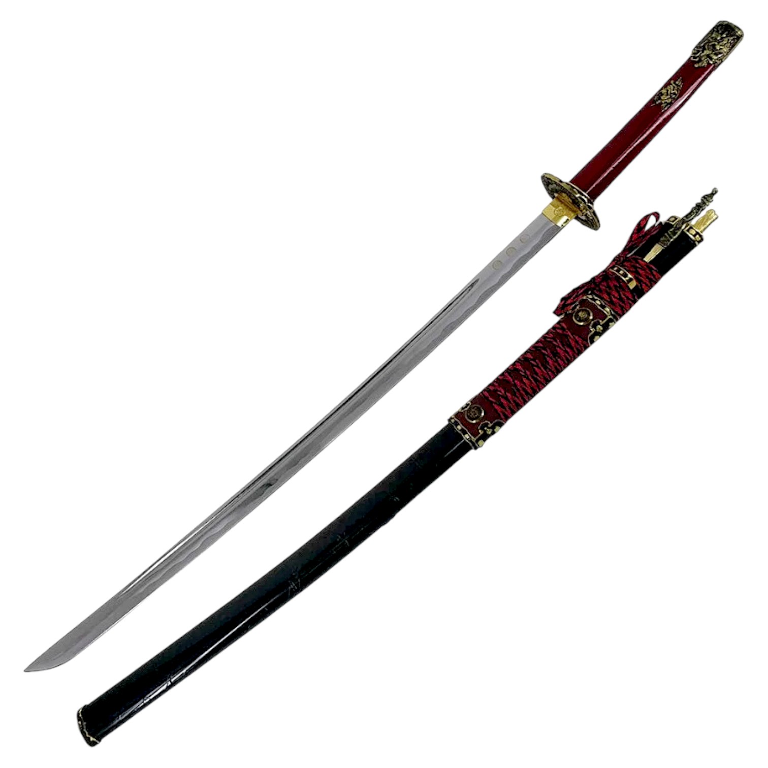 Shimazu Katana with red scabbard and red wooden handle