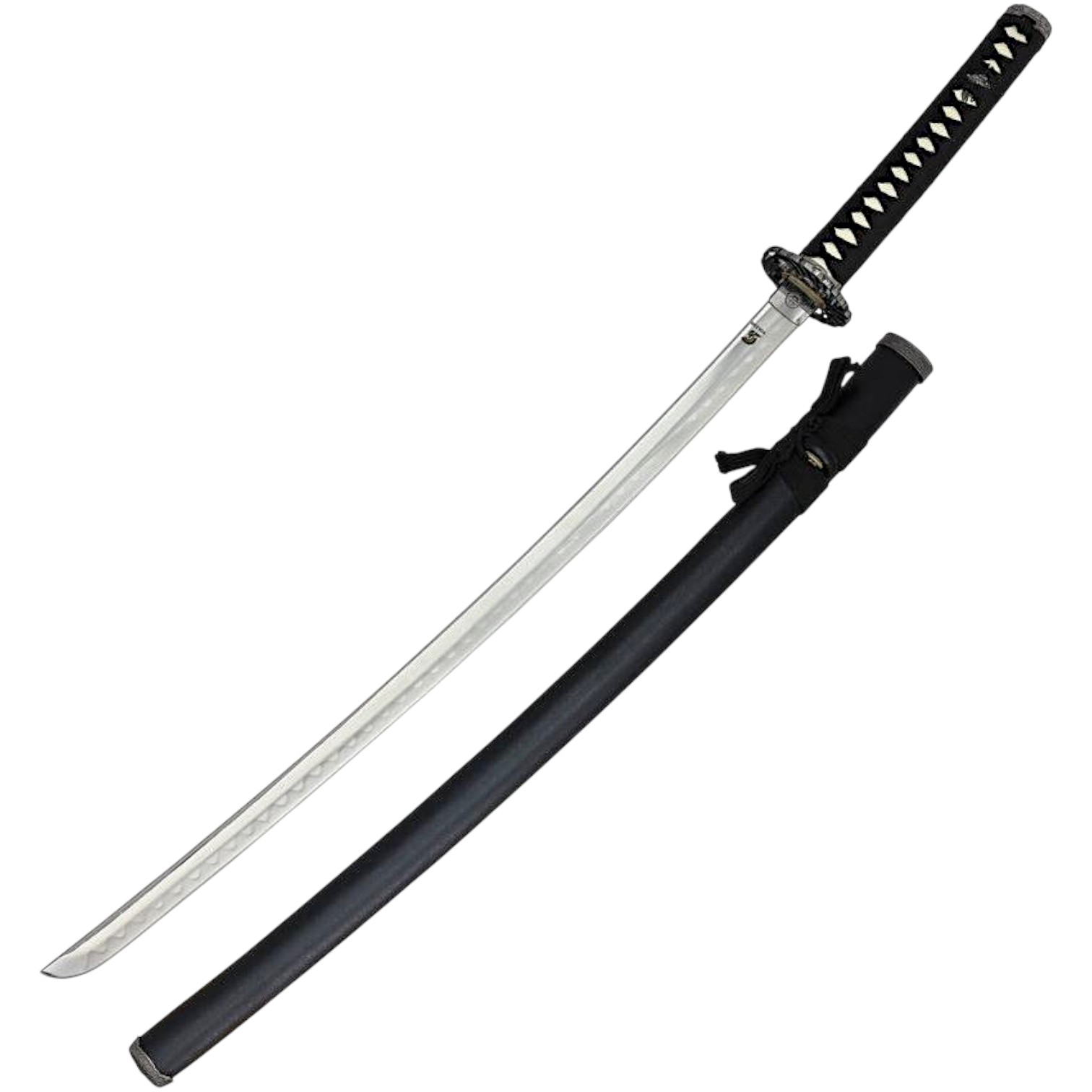 Katana with black scabbard and crane buckler