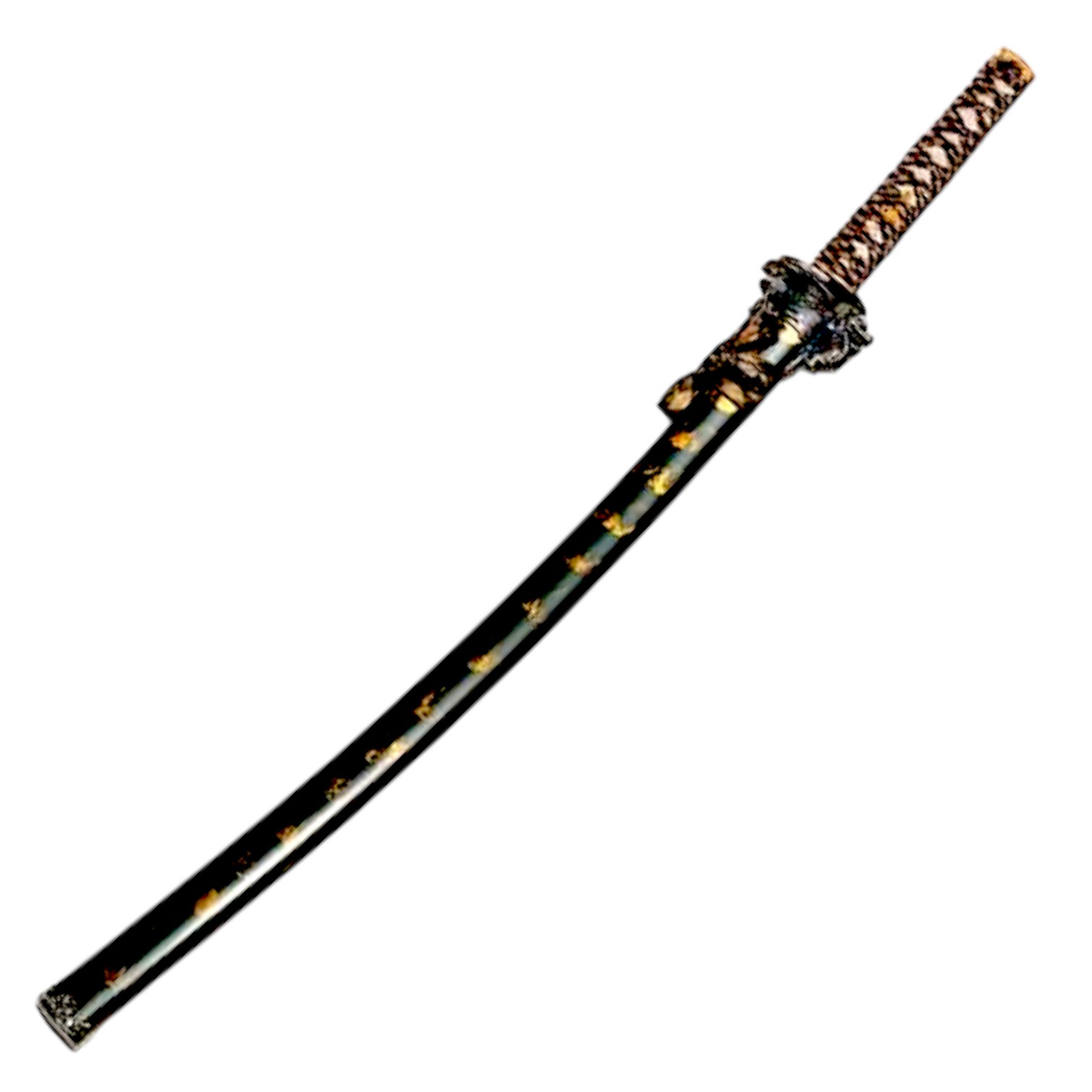 Katana dragon handle and gold black scabbard