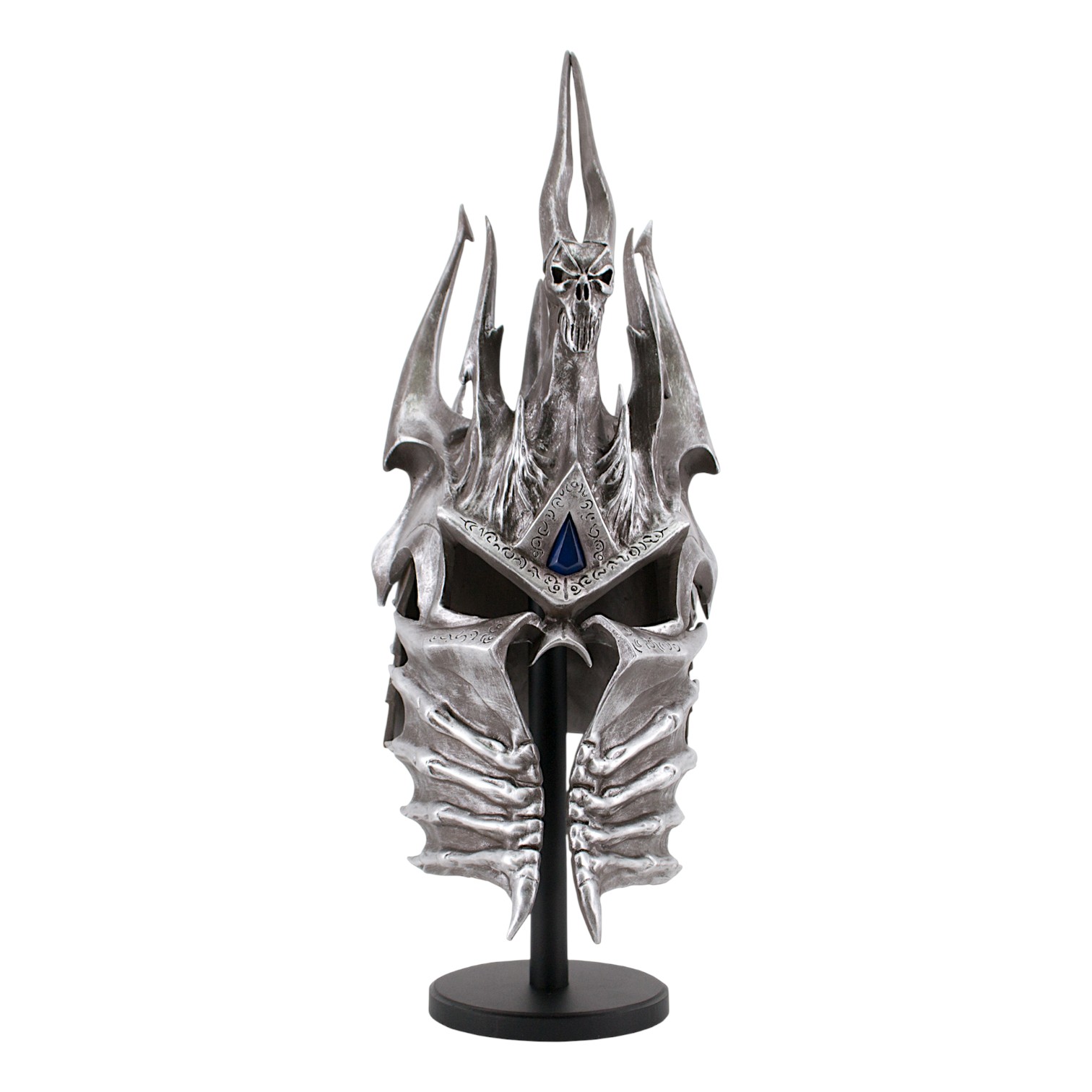 Capacete Arthas do World of Warcraft com base de apresentação